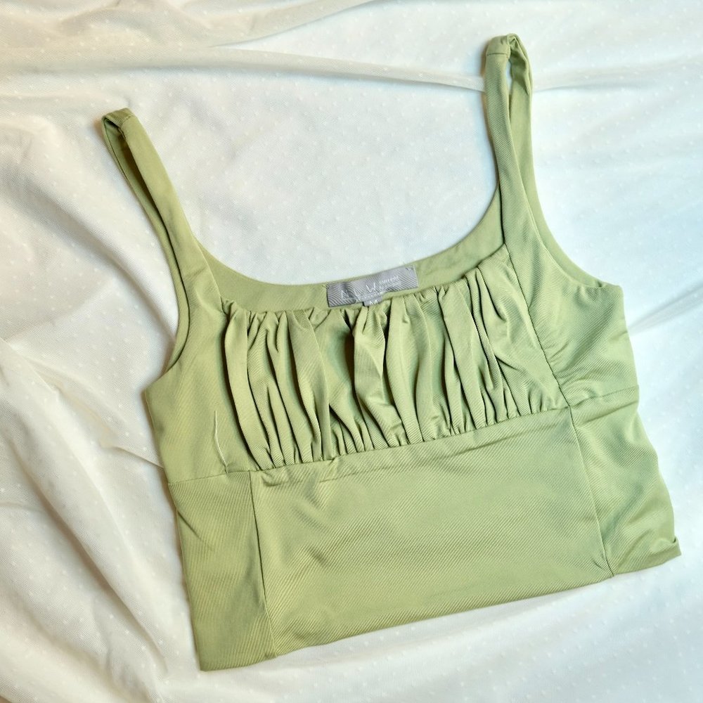 Summer Ruched Crop Top - Light Green